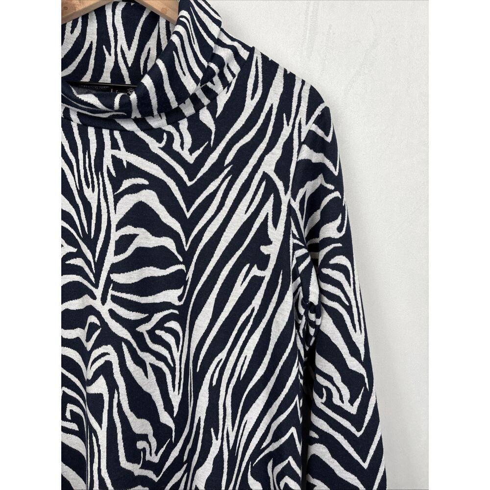 NEW Liza Byrd Haley Abstract Cowl Neck Sweater Large Womens Blue Gray Relaxed - Picture 3 of 12